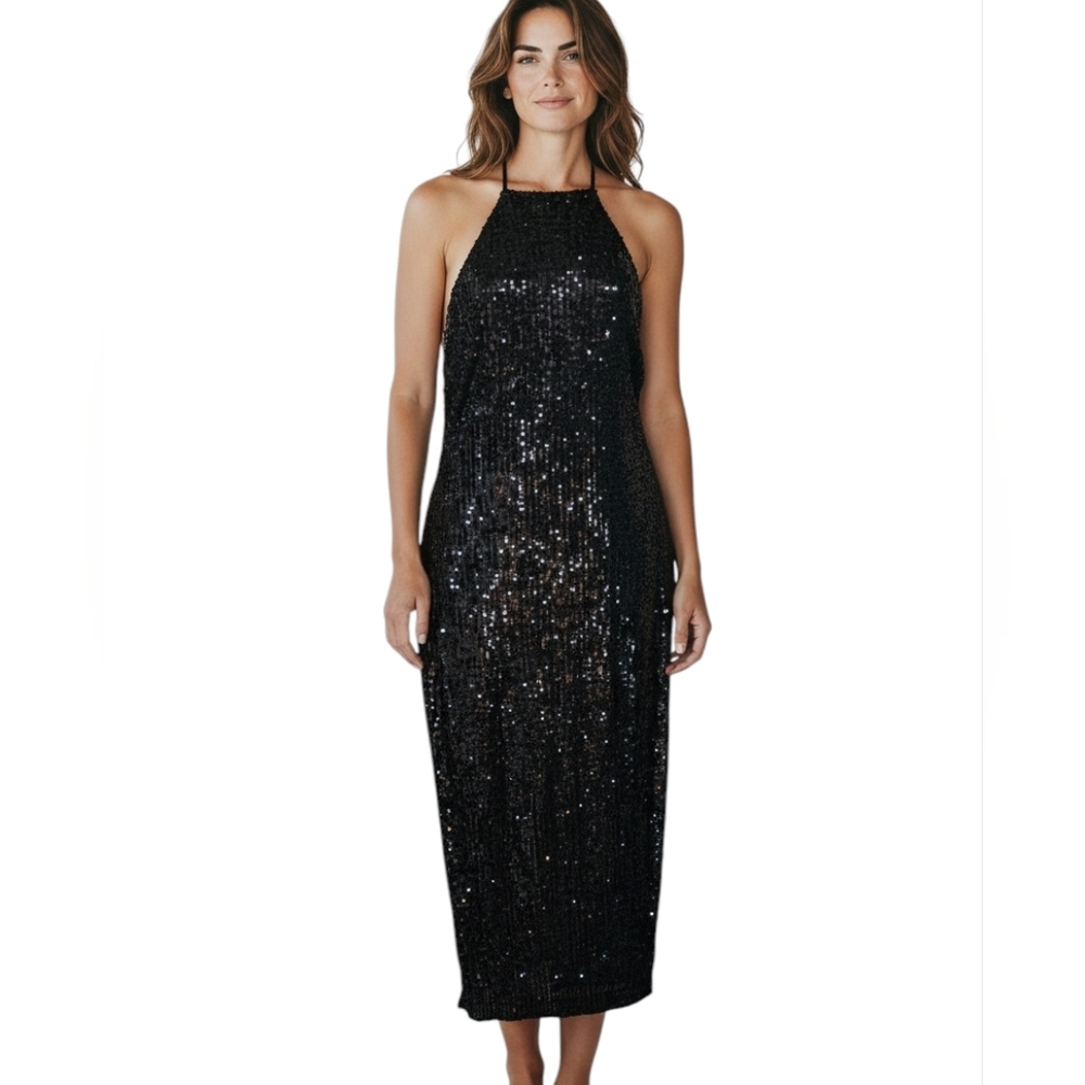 Simkhai Open Back Sequin  Dress With Decorative Bow..Size 00